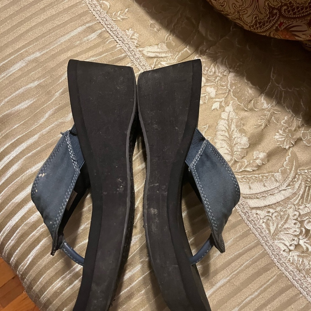 Stylish Black and Blue Women's Wedge Sandals